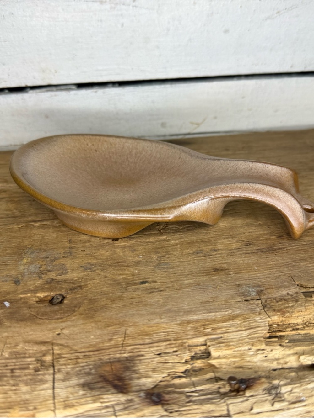 Vintage Frankoma Spoon Rest, Plainsman Brown Glaze Mid-Century Kitchen